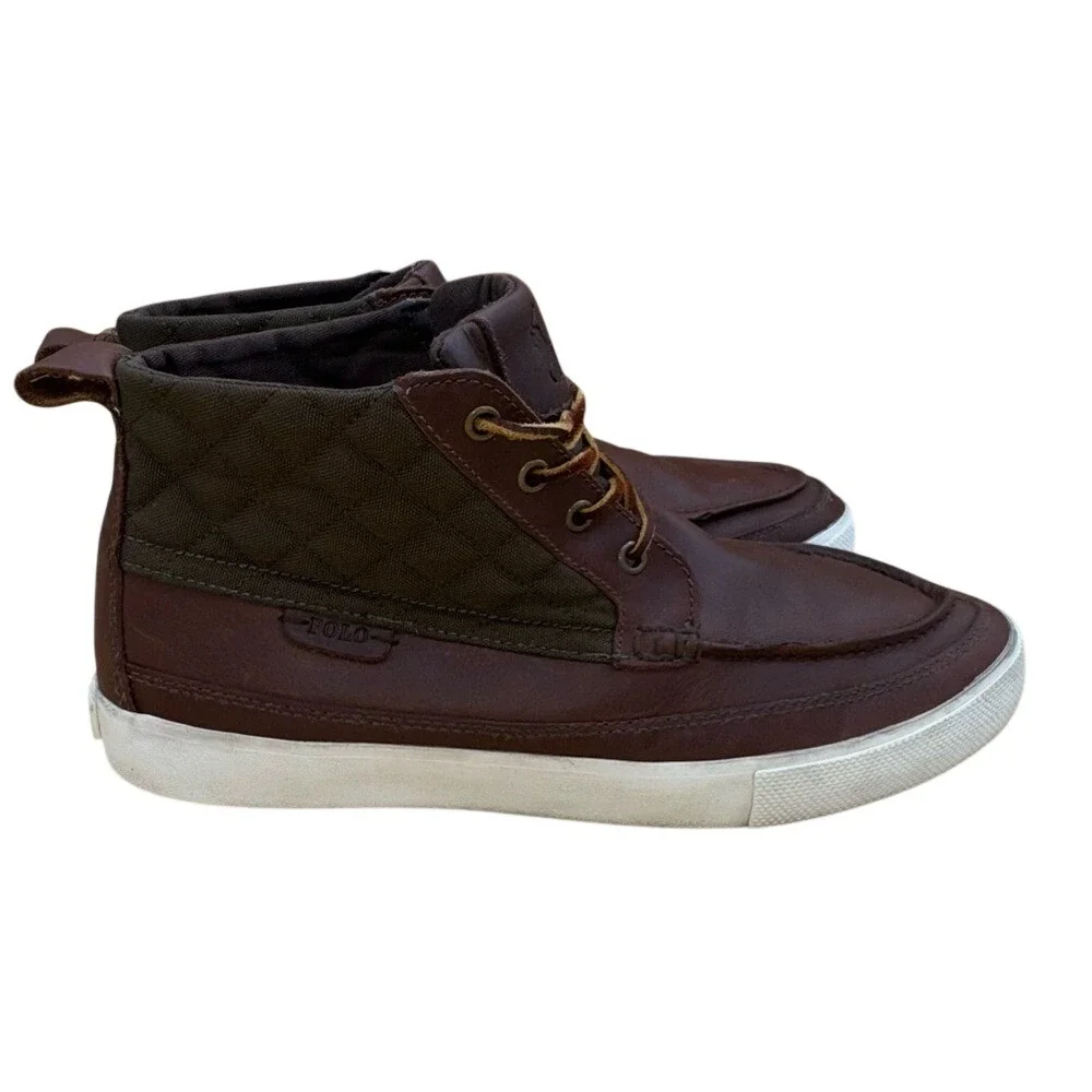 POLO Ralph Lauren Tomas Men's‎ Brown Leather Chukka Deck Boots, Size 11D, GUC
